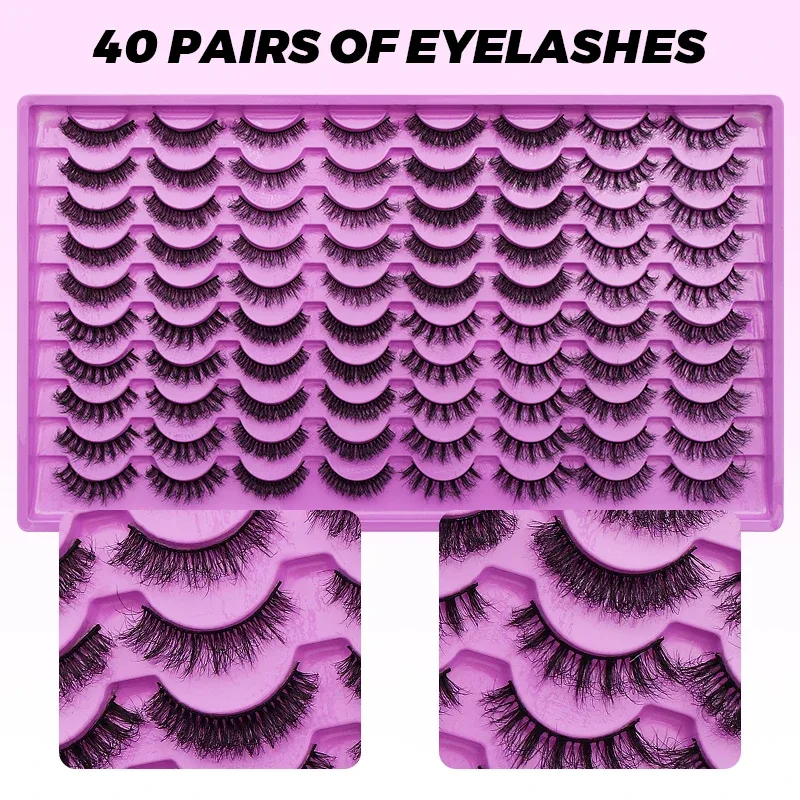 40 Pairs Volume Strip Lashes Faux Mink False Eyelashes Kit Cosmetics Soft Fake Volume Eyelash Extensions Wholesale
