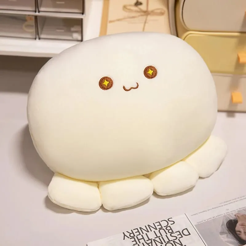 Oreiller en peluche poulpe doux de 35cm, en forme de boule, Animal aquatique, mains chaudes avec trous, plus chaud, visage mignon, Support du dos — image 6