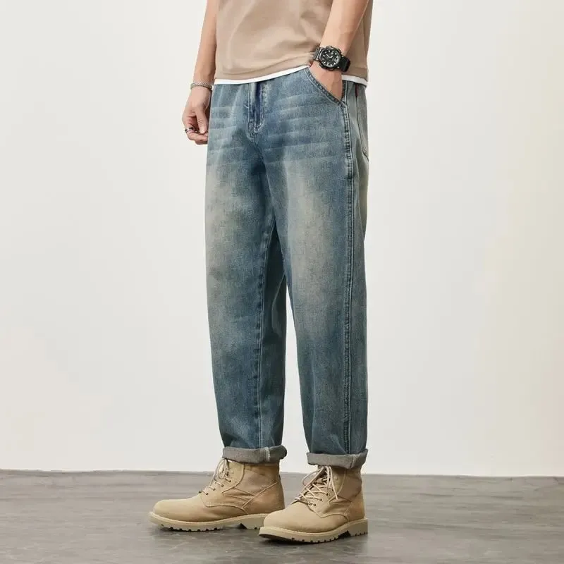 Summer Micro-cone Straight Jeans for Men Loose Comfortable and Versatile Casual Teenager Trendy Retro Trousers jeans for man