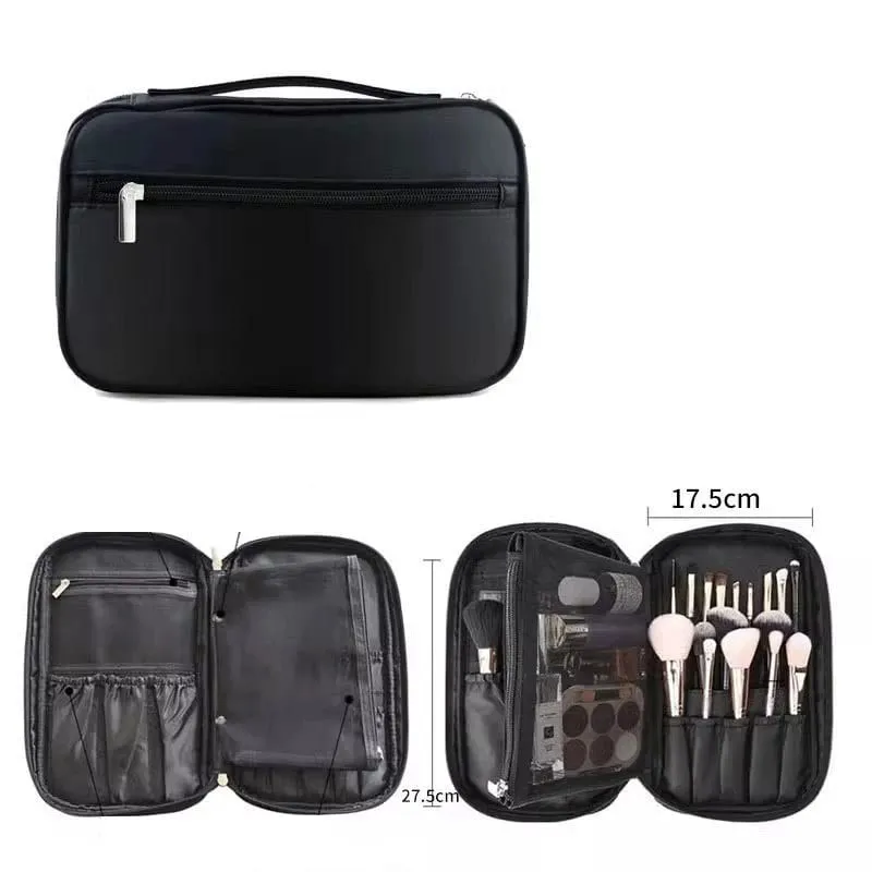 High Quality 14/23/29 Holes PU Cosmetic Makeup Brushes Pouch Portable Black Waterproof Oxford Beauty Brush Bag Organizer — image 15