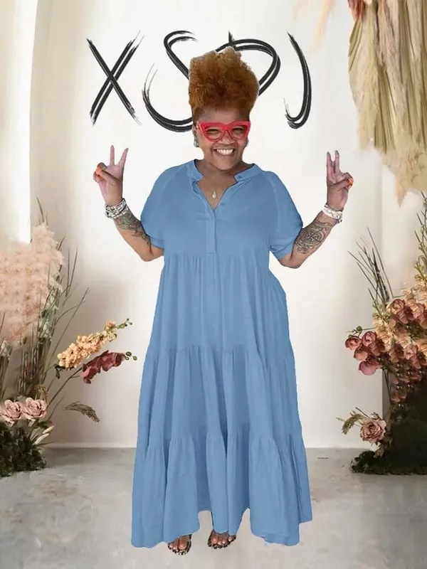Loose Knit Dress Solid Color Smmer Elegant Long Dresses for Women Casual Ladies Straight Midi Dress Wholesale Dropshipping