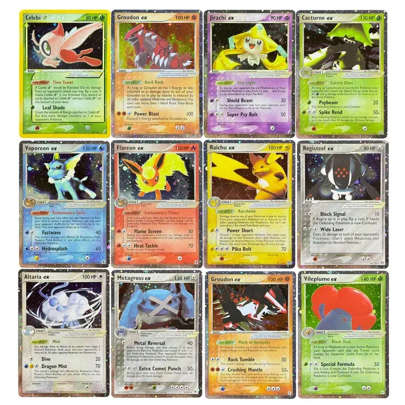 Proxy karty Holografický Emerald Cacturne Rayquaza Skryté legendy Kyogre Crystal Guardians Alakazam Star Flareon Metagross — image 1