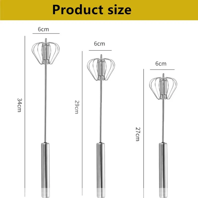 Household Semi-Automatic Rotating Egg Beater Stainless Steel Turning Cream Utensils Whisk Manual Mixer Kitchen Egg Tool — image 7
