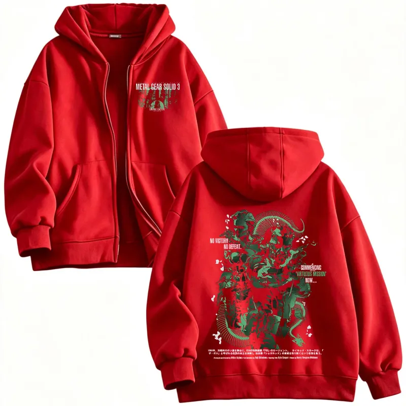 Metal Gear Solid 3 Snake Eater MGS3 Naked Snake The Boss Game Zipper Hoodies Men's Women Zip Up Hooded Sweatshirts Jackets Coats — image 4