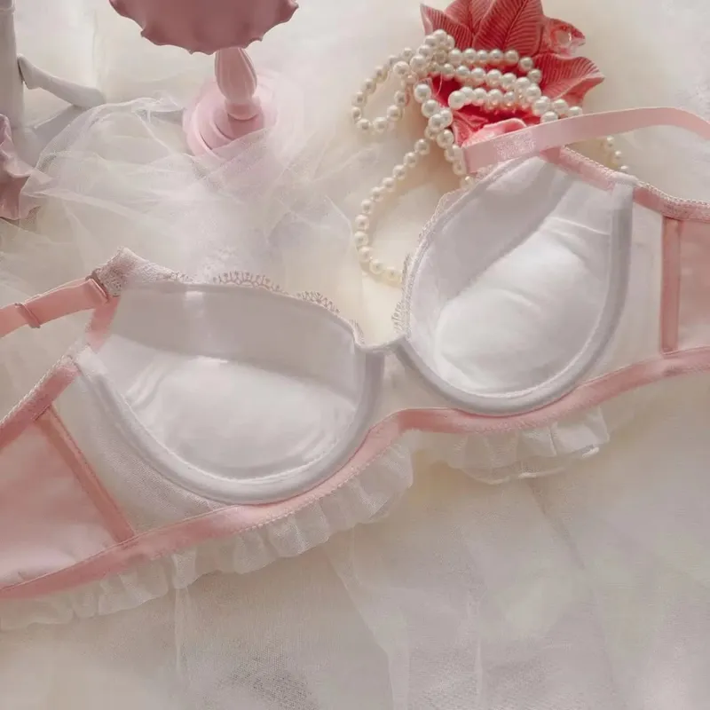 Ultra-beautiful small fresh bras embroidery thin cup student girls cute lingerie push up sexy underwear bra set — image 4