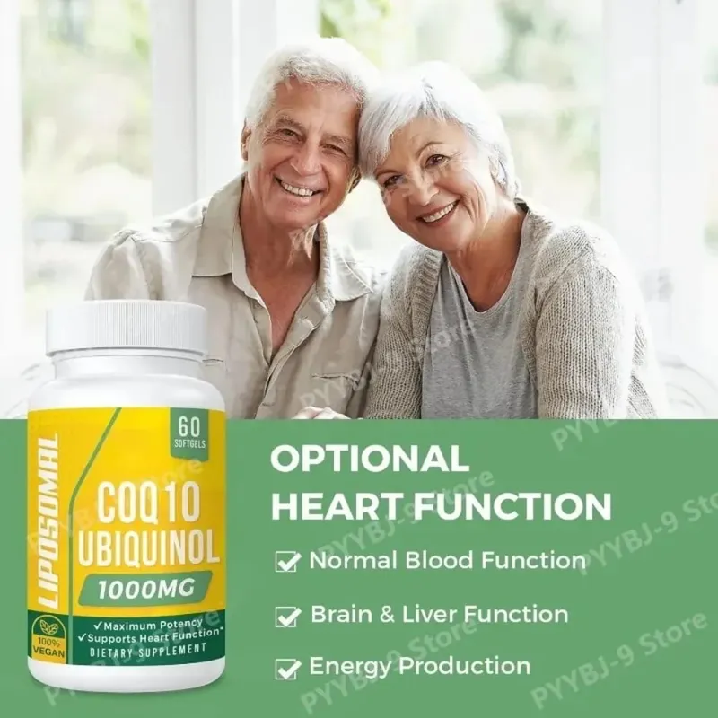 CoQ10 Ubiquinol 1000mg Vegan Softgels 60 Ct Liposomal High Absorption Coenzym Q10 for Hjerteenergi Antioxidant Daglig støtte — image 6