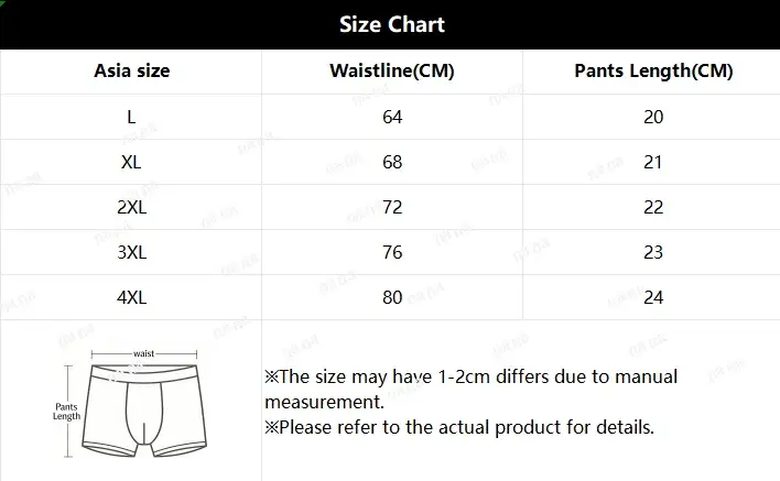 4Pcs Men's Boxer Underwear Man Mid-waist Underpants Solid Color Antibacterial Panties Shorts Homme U Convex Lingerie Aisa Size