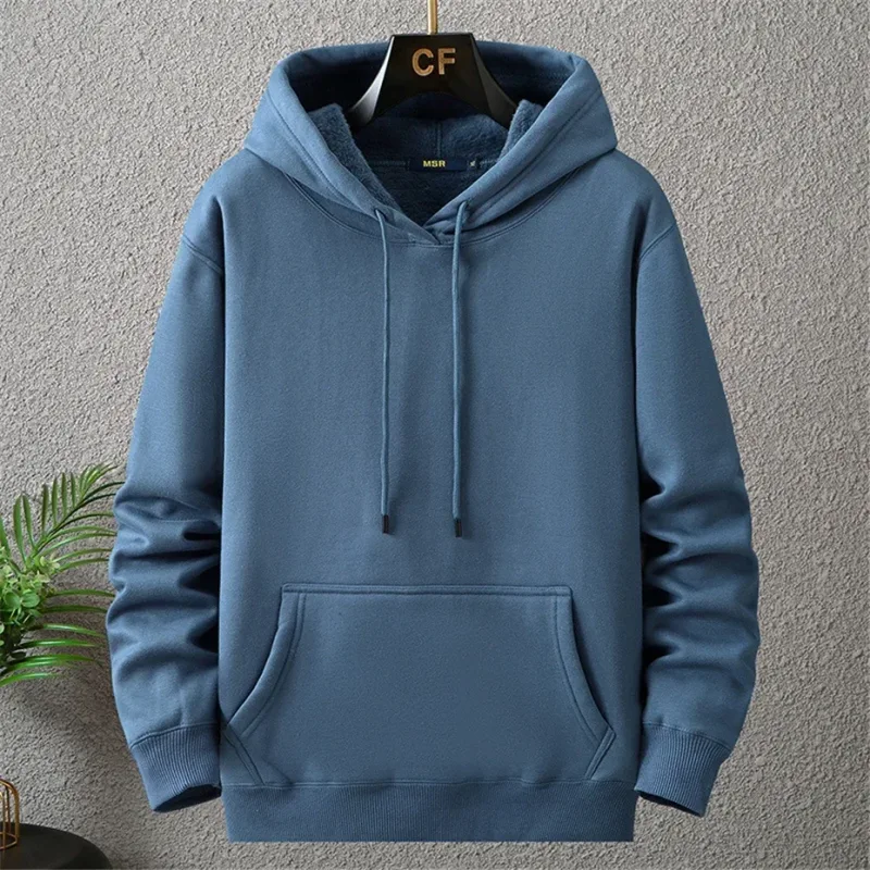 Large Size Men's Hoodie Jacket Hooded Long Sleeve Thick Warm Fleece Lined Sweatshirt Male Casual Winter 10XL 12XL Extra Big Plus — image 8