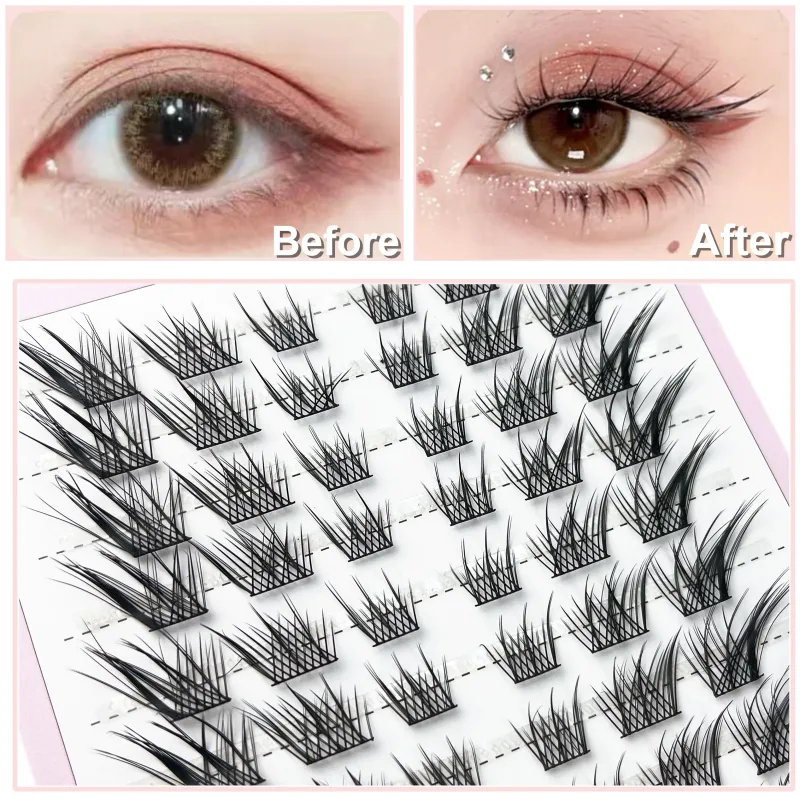 Cluster Lashes Natural Eyelash Extension Fluffy Fox Eye Lashes Mixed Tary Large Capacity Anime Lashes DIY Eyelash Cluster — image 4