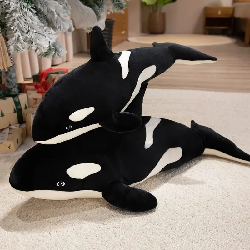 50/70cm orca baleia assassina almofada de pelúcia macio preto branco baleia lance travesseiro quarto sofá decoração oceano temático travesseiro de pelúcia presente