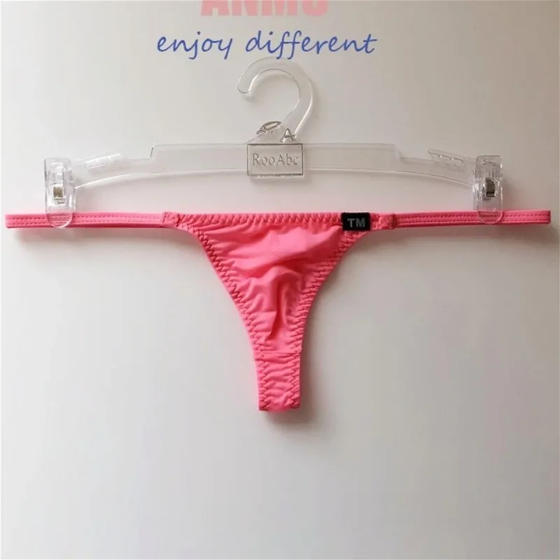 Low Waist Sexy Ice Silk Men's Bugle Pouch Thongs Thin Briefs Hot Micro Male Tight T Pants Encapsulated Tight Fitting Underwear — image 2