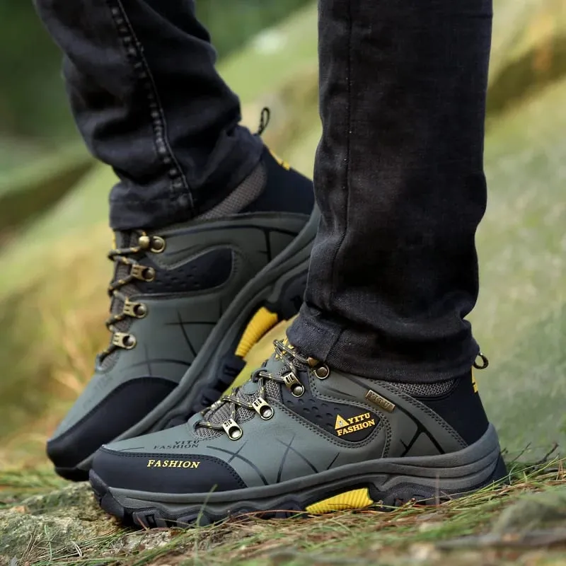 New Leather Sneakers Breathable Men Casual Shoes Comfortable Walking Shoes Non-Slip Outdoors Hiking Shoes Fashion Men's Shoes — image 2
