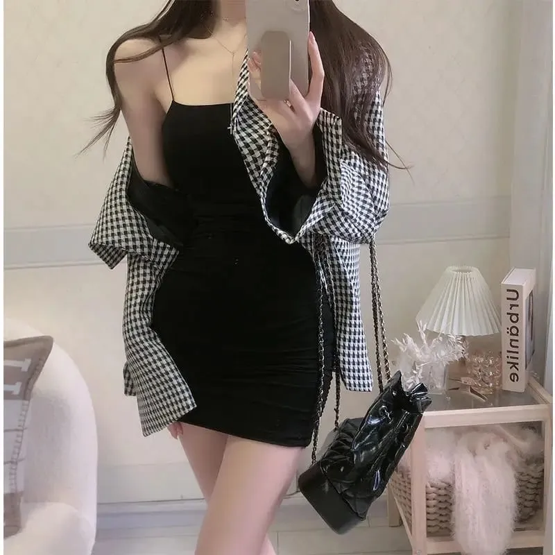 Elegant Solid Sling Sleeveless Type A Sheath Mini Short Dresses Summer New Sexy Slim Slimming Arm Covering Dresses