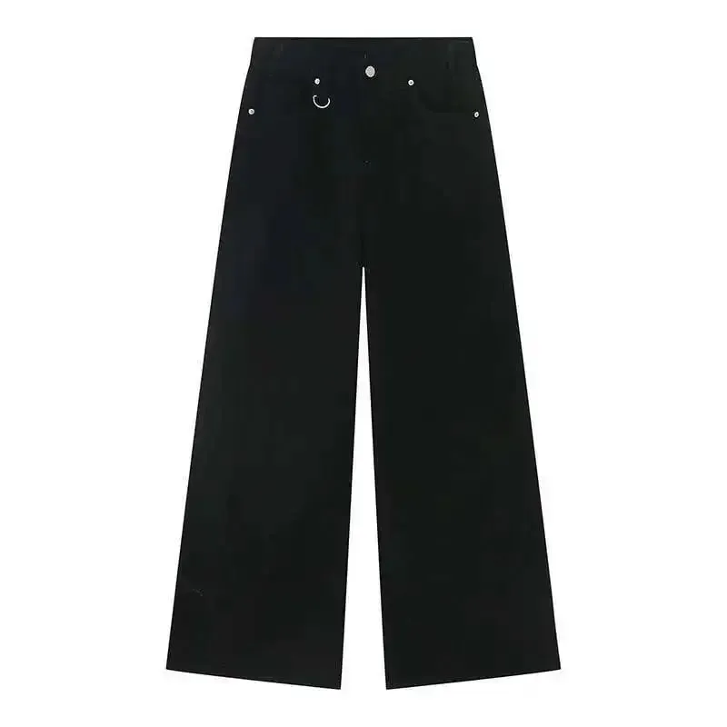 Vintage Camouflage Men's Jeans Fashion Washed Casual Wide Leg Denim Pants Autumn Winter Loose Male Trousers Old Blue 9C354