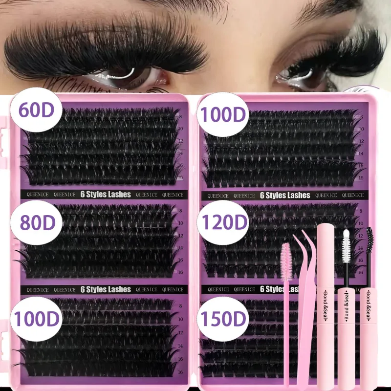 Řasy Cluster DIY Lash Extension Mixed Tray Clusters Řasy Fluffy Individual Lashes Prodlužování řas Cat Eye — image 8
