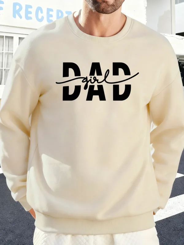Papà Ragazza Lettera Creatività Stampa Pullover Uomo Autunno Felpe calde Felpe con cappuccio in pile oversize Morbido Casual Streetwear Uomo