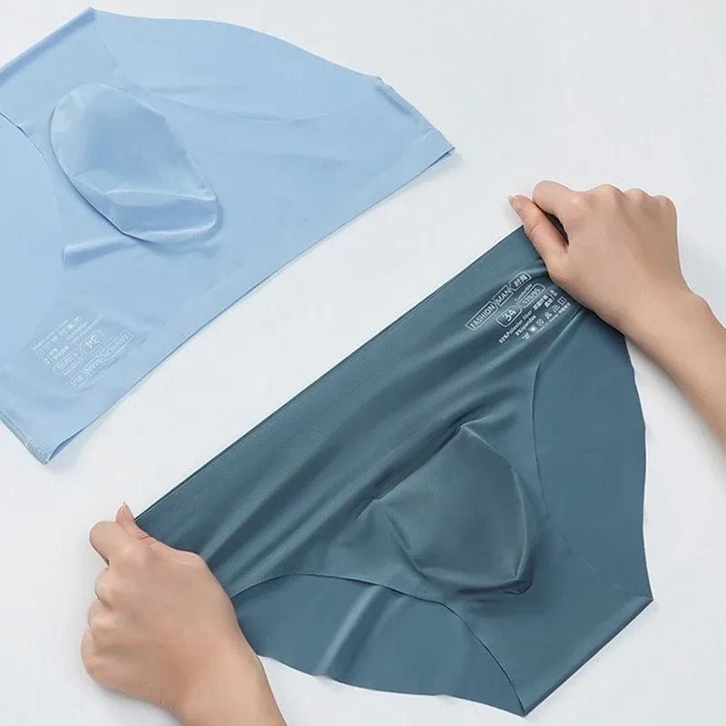 Men's Ice Silk Seamless Briefs Summer New Ultra-thin Transparent Sexy Quick-drying Trendy Breathable Underwear Panties — image 5