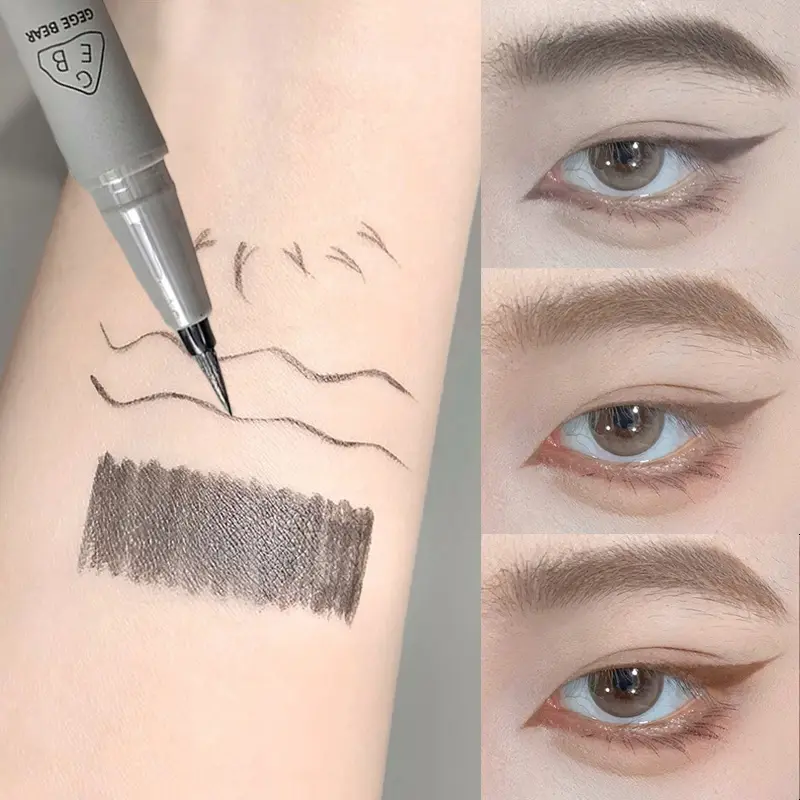 Waterproof Quick Dry Liquid Eyeliner Pen Ultra-fine Matte Black Brown Lasting Lying Silkworm Eyeliner Pencil Natural Eyes Makeup — image 2