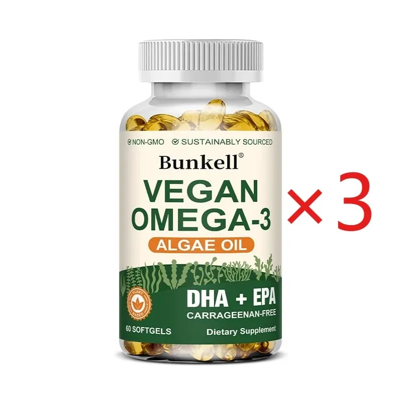 Olejek z alg Omega 3 | Plus DHA EPA Non GMO Ogólny stan zdrowia | Substytut oleju rybnego 120 kapsułek Kapsułki miękkie