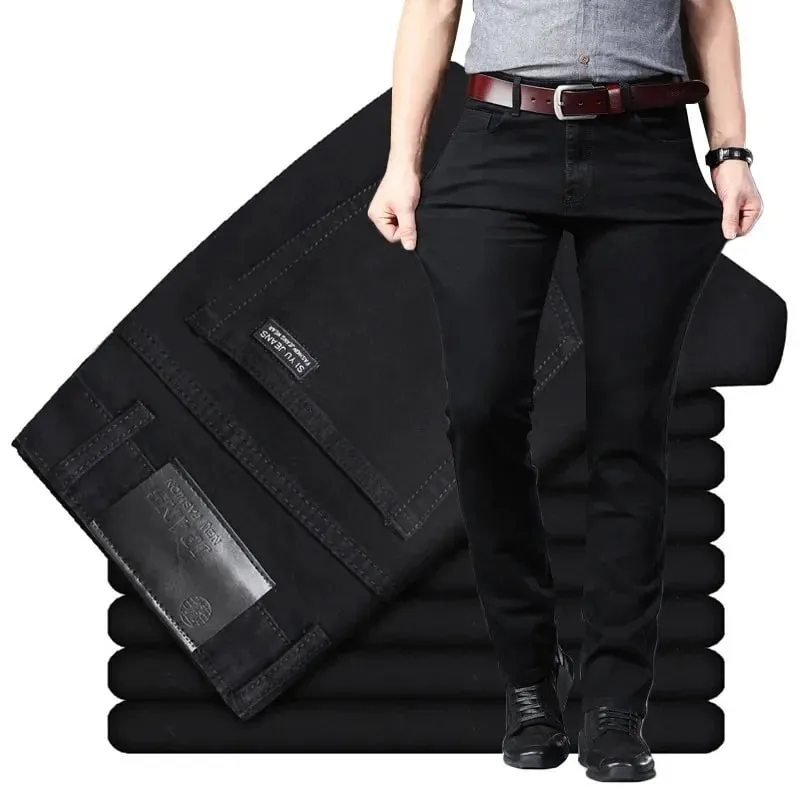 Men Plus Size Jeans 38 40 Slim Skinny Stretch Straight Classic Version of Simple Black Denim Pants Male Brand Clothing — image 1