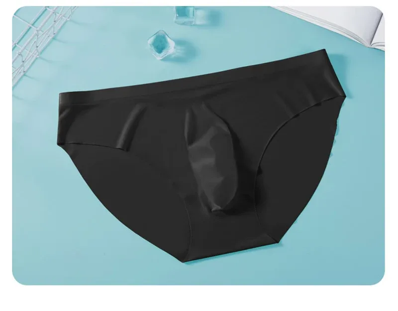 3PCS/lot Men's Ice Silk Briefs Ultra-thin Transparent Seamless Underpants 3D Pouch Sexy Quick Dry Breathable Underwear Panties — image 17