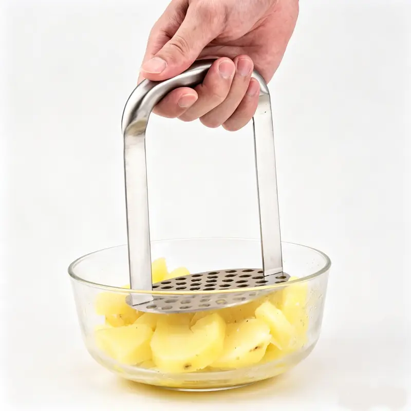Stainless Steel Manual Potato Masher - Heavy Duty Potato Press for Mashed Potatoes Baby Food Sweet Potato & Vegetable Puree — image 1