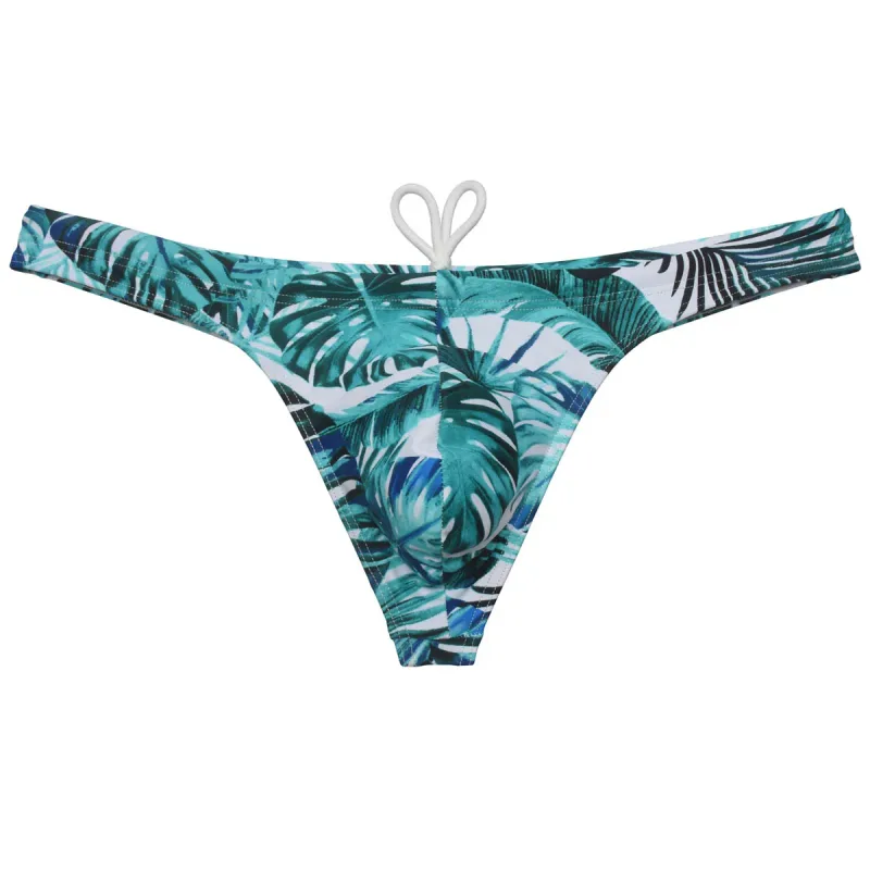 Sexy Swim Thong Men's Swimwear Bikini Briefs Drawstring Quick-dry Elastic Underwear Pouch Beach Tangas Surfing Poolside
