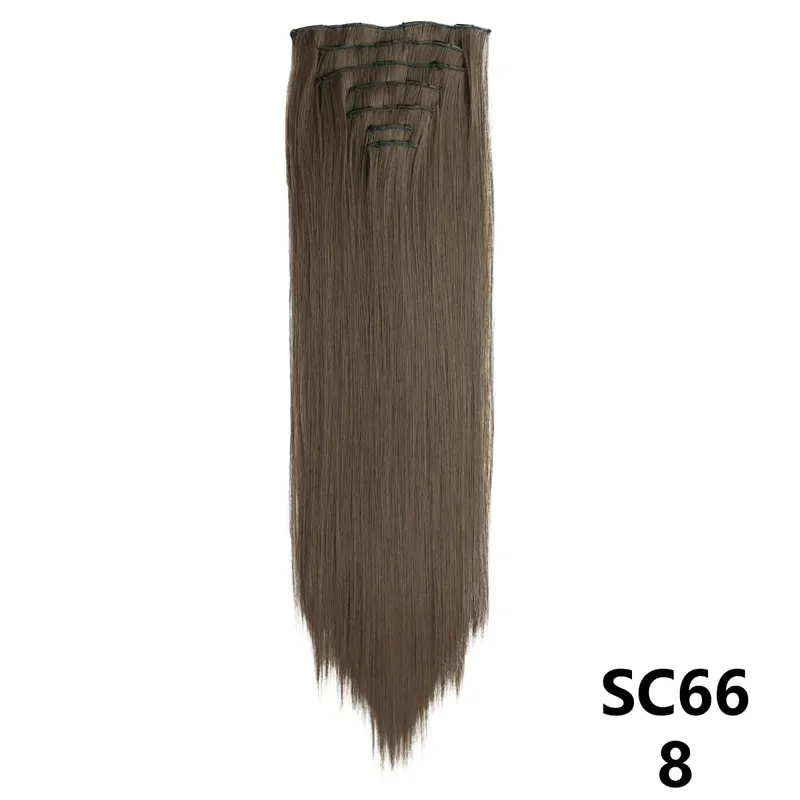 Long Straight Synthetic 16 Clips In Hair Extensions 7Pcs/Set High Temperature Fiber Black Brown Blonde Hairpiece For Women — image 16