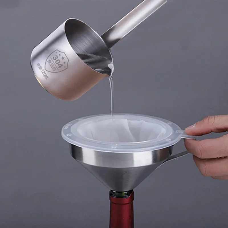 1pc 100/120/200/300/400/450 Mesh Nylon Filter Stainless Steel Funnel For Fruit Milk Traditional Chinese Medicine Oil White Wine — image 3