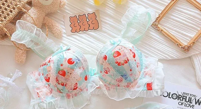 (Pure Want Wind) Princess Lolita Soft Cute Little Bear Underwear Cute Little Boob Push-up Bra Set Without Underwire — image 10