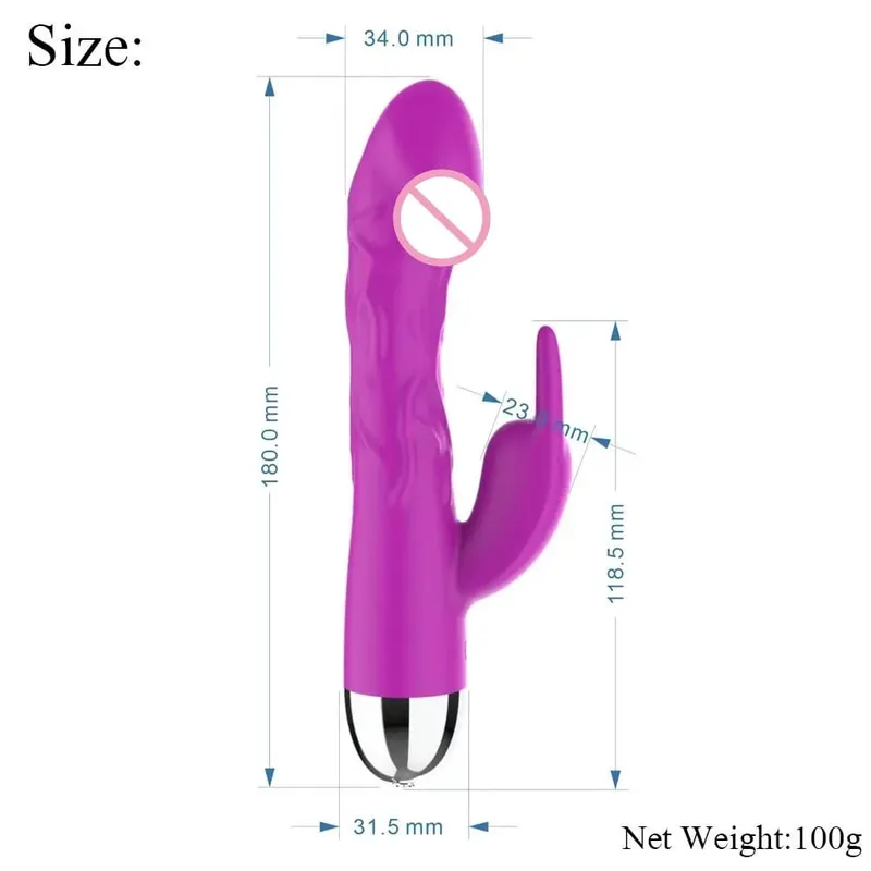 Obrovský silikonový vibrátor Dildo Rabbit pro ženy Stimulační masáž klitorisu Bodový vibrátor G 10 rychlostí Sexuální hračky pro dospělé