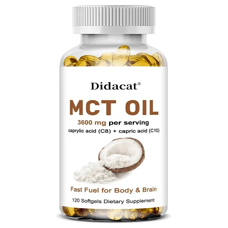 MCT Oil Capsules 30/60/120 Softgels 3600mg Per Serving C10 & C8 Brain Fuel Energy Weight Management Non-GMO Supplement