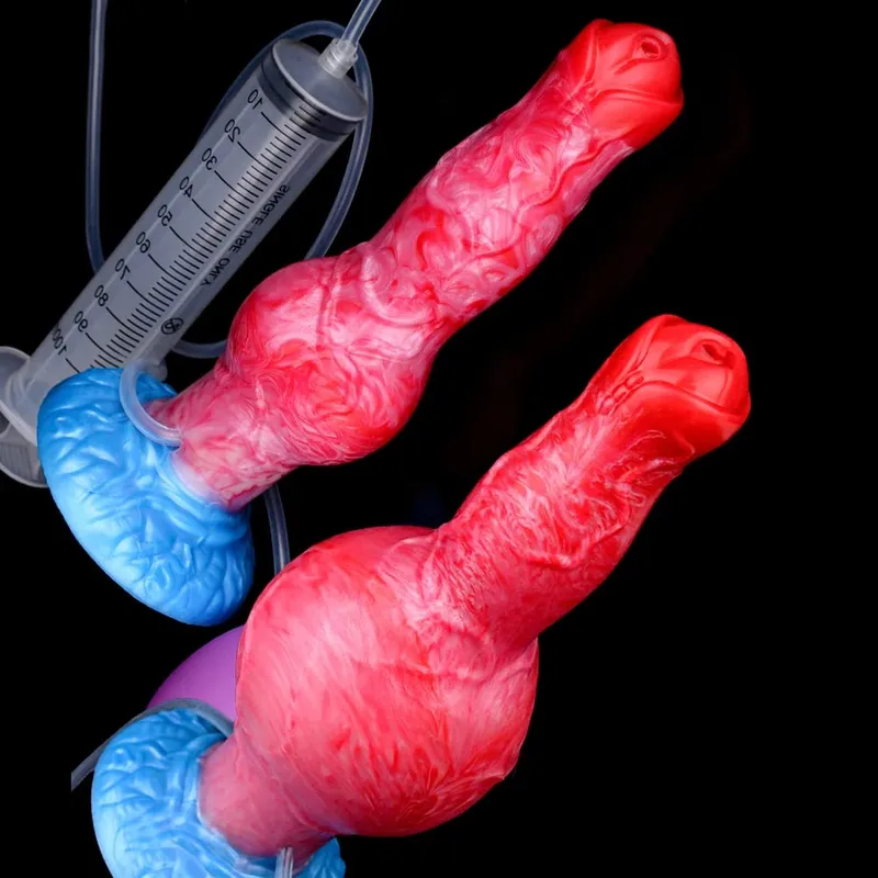 Ejaculation Anal Plug Dog/Wolf Dildo Inflatable Big Knot Penis with Squirting Function Strong Sucker Sex Toy for Women Men — image 4