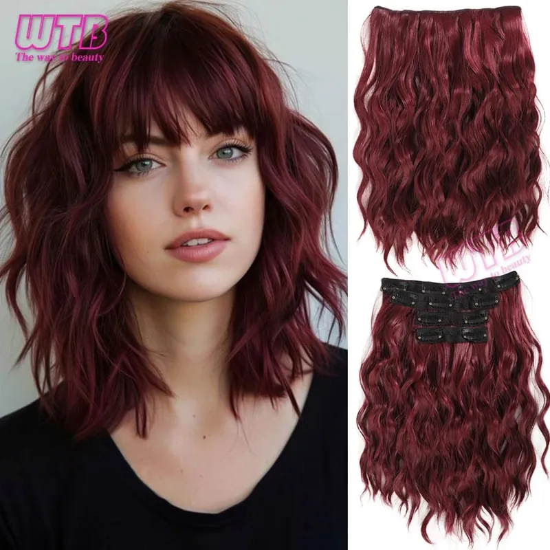 Synthetic Heat Resistant Hair Extensions Multi Color Clip-in Body Wave 12inch 4 PCS Double Weft for Women Girl Daily Party Use — image 20