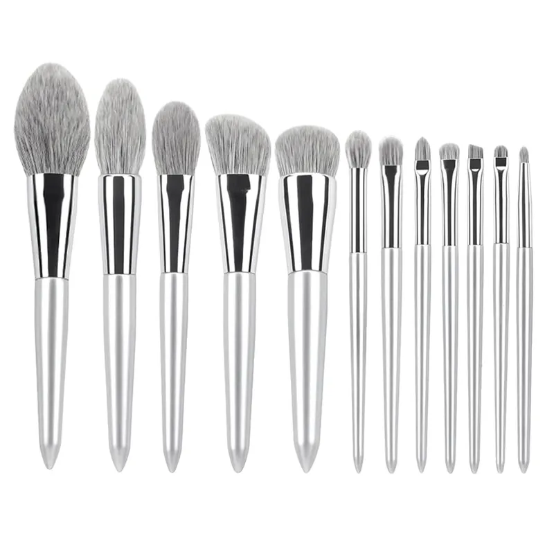 12PCS Makeup Brushes Kit Professional Natural Goat Hair Foundation Powder Contour Eyebrow Eyeshadow Lip Make Up Tools