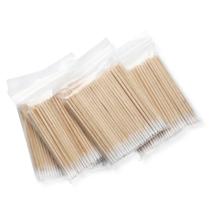 100Pcs Disposable Ultra-small Cotton Swab Lint Free Microbrush Wood Cotton Buds Swabs Brushes Eyelash Glue Removing Makeup Tool