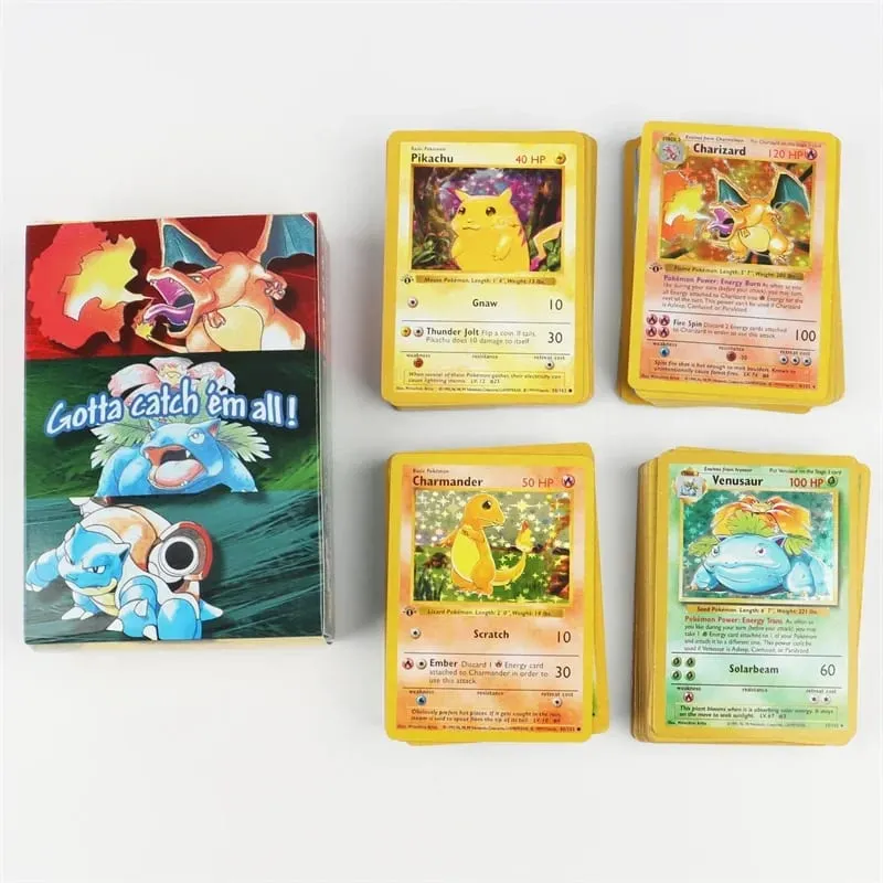 151Pcs/box 1996 First Generation Pokémon card Charizard Pikachu Mewtwo Blastoise Collecting card toys English version — image 2