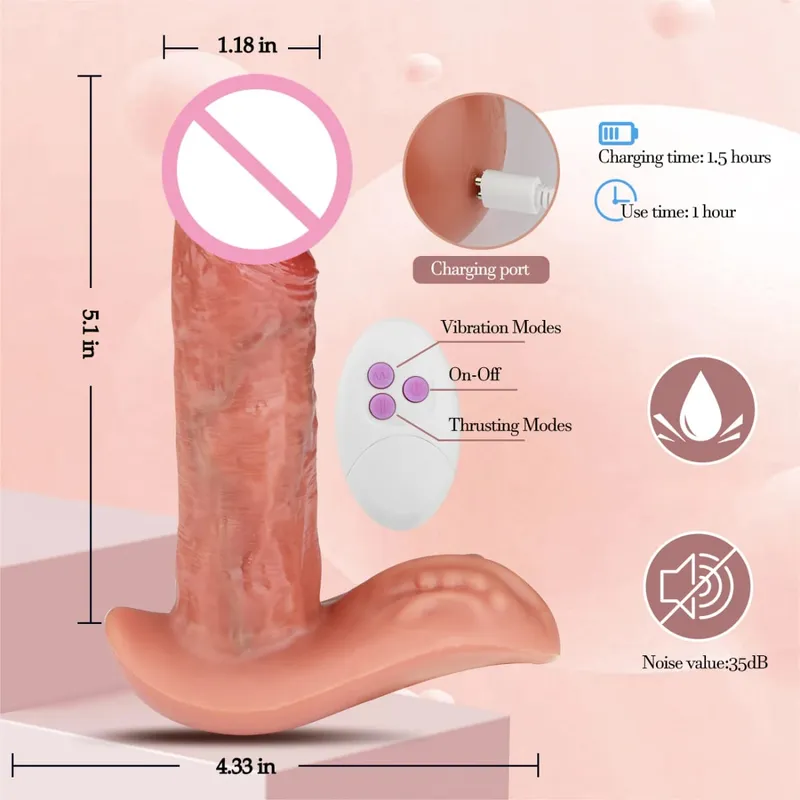Thrusting Realistic Dildo Sex Toy for Woman Men Wireless Telescopic Dick Masturbator Huge Soft Vibrator Penis G Spot Vagina Anal