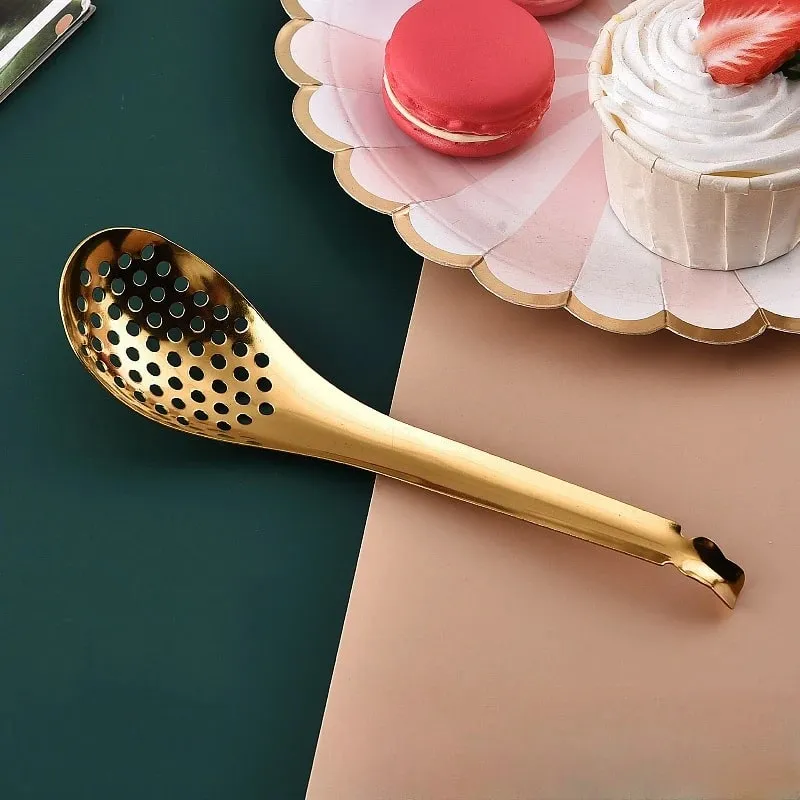 410 Stainless Steel Kitchen Spoon With Holes Cuisine Caviar Builder Roe Sauce Strainer Spoon Durable Kitchen Cooking Gadgets — image 11