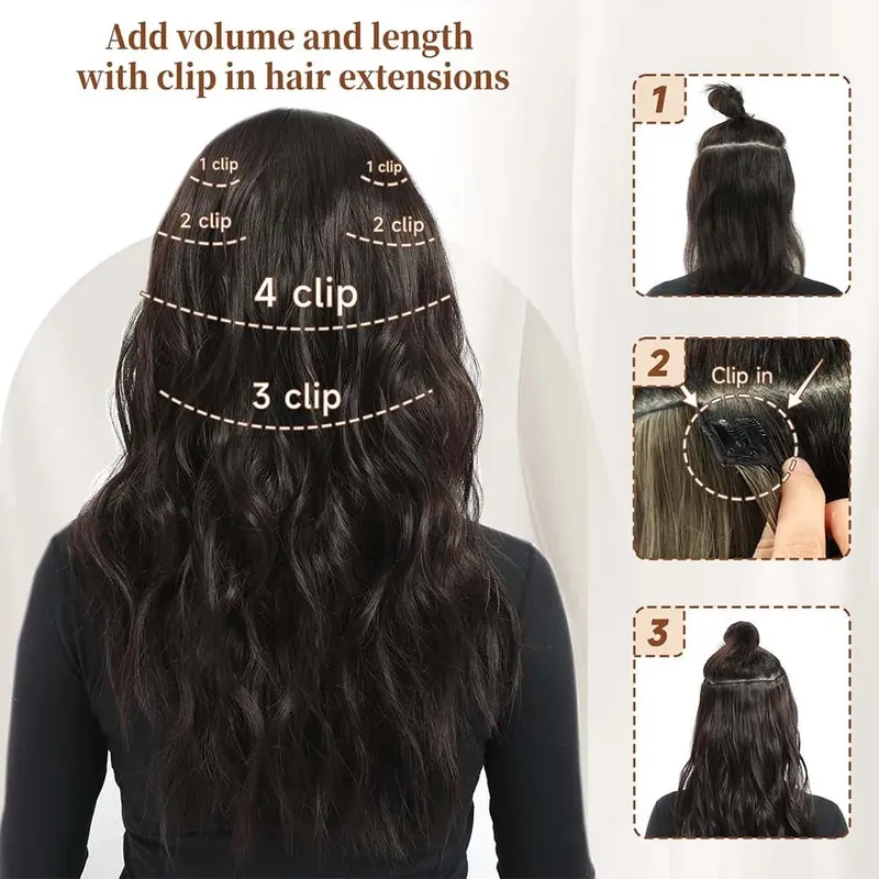 22 Inch Elegant Sexy Hair Curly Extensions 7Pcs/Set 16 Clips Long Curly Wave-Body Wave Hair Extensions Clip In Hair Extensions — image 6