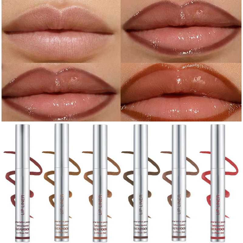 6 Color Waterproof Lip Liner Peel Off Tattoo Lip Gloss Lasting Matte Lip Tint Black Brown Contour Tear-off Makeup Stain Cosmetic