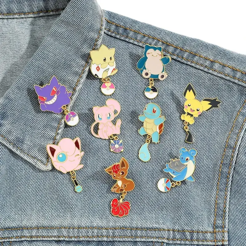Enamel Pins Set - Cute Pikachu Squirtle Charmander Brooches for Backpacks Jackets - Anime Cartoon Badges Gift for Fans — image 2