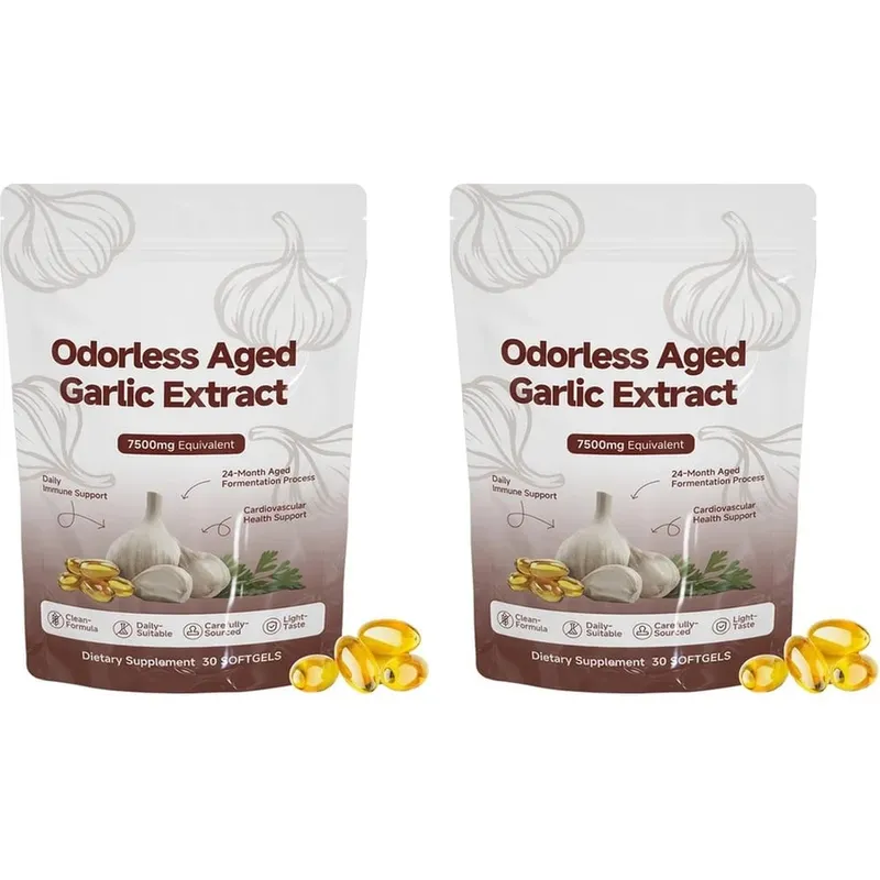 Odorless Aged Garlic Extract 7500mg Equivalent Softgels 30 Count Daily Garlic Supplement Heart & General Wellness Support — image 9