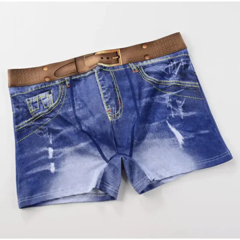 1 Stück Herrenunterwäsche aus Baumwolle mit Denim-Aufdruck, U-förmiges Design, atmungsaktive Boxershorts, Herren-Komfort-Baumwolle — image 6