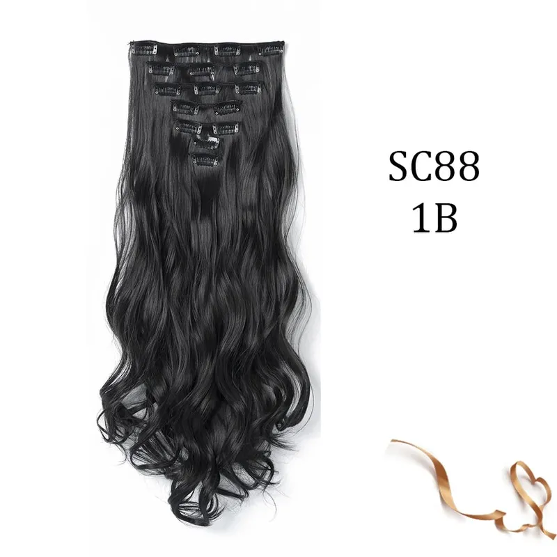 Synthetic 16 Clips In Hair Extension Long Straight Hair Fake False Hairpiece Clip In Hair Extension — image 7