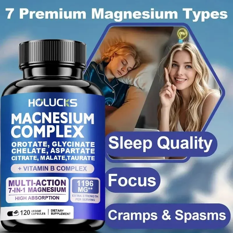 Magnesium Complex 1000mg Suplemen dengan Vitamin C E B1 B2 B6 B12 Chelated Magnesium Glycinate Malate Taurate &Citrate — image 4