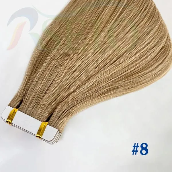Tape in Human Hair Extensions Natural Seamless Invisible 14"-24" Real Natural Hair Remy Quality Straight Black Brown Blond — image 8