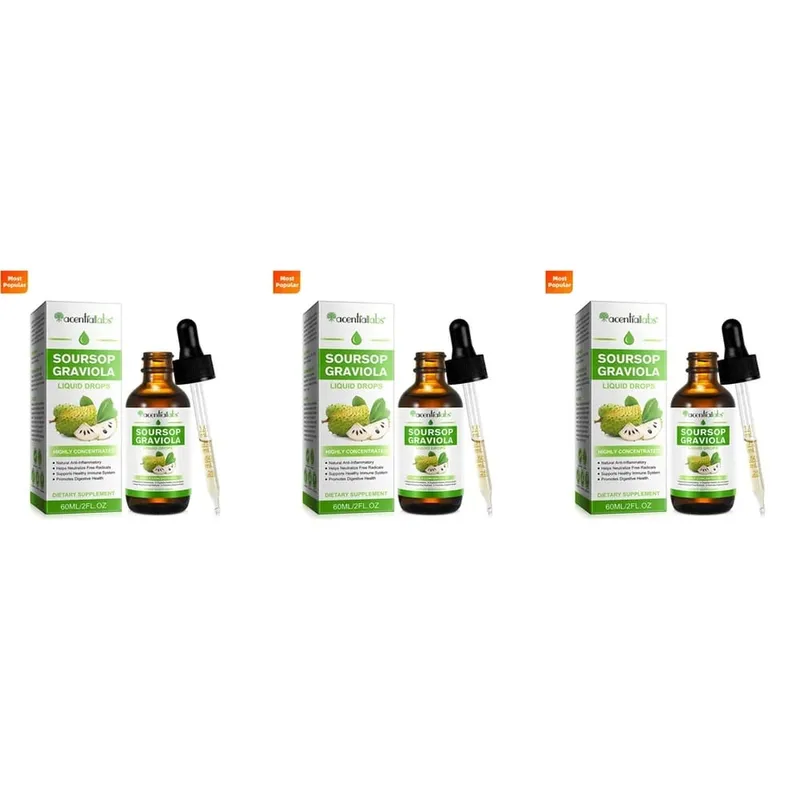 AcentiLabs Soursop Graviola Liquid Drops Vitamin C unterstützt die Verdauungsgesundheit, das Immunsystem und die Abwehr freier Radikale, 60 ml für Erwachsene — image 10