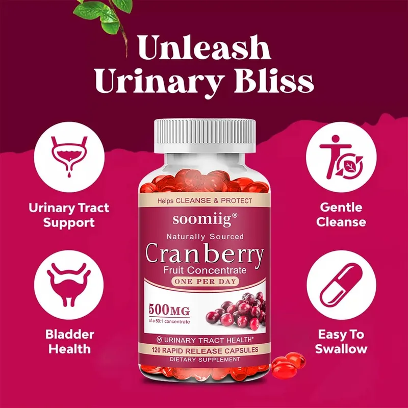 Organic Cranberry Capsules - Rich in Vitamin C Support Urinary Tract and Bladder Health Promote Cleansing Detoxification — image 1