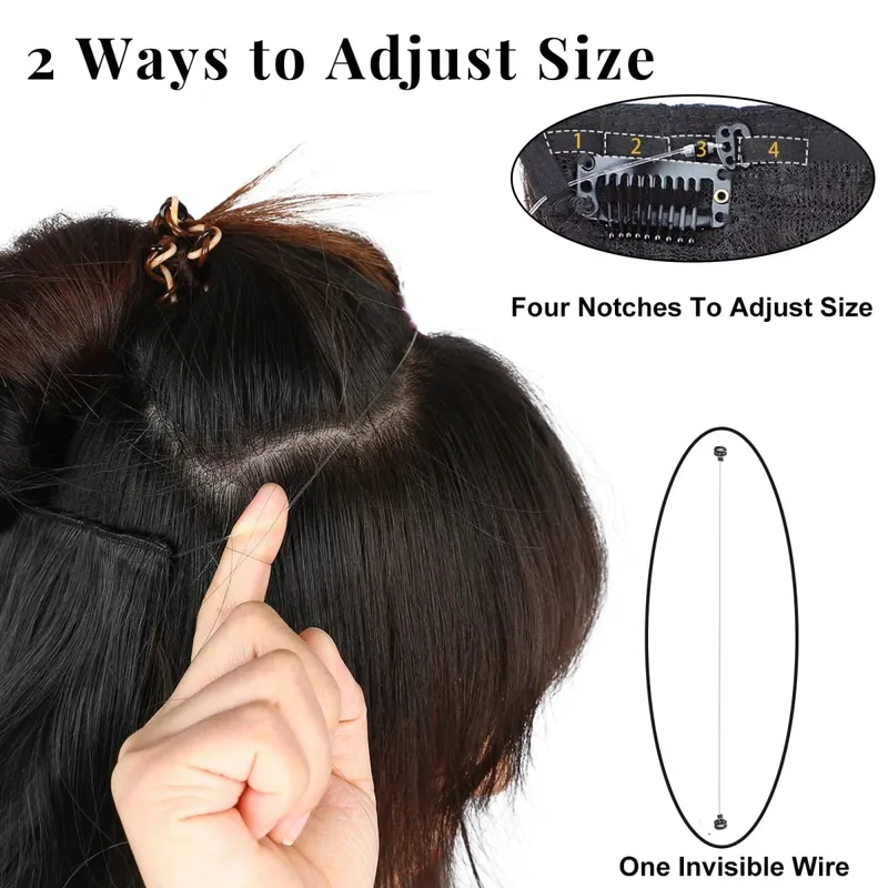 Synthetic Invisible Wire Hair Extensions Long 4 Clips In Wave Curly Hairpiece For Women 20Inch Secret Fish Line Hair Extensions — image 6
